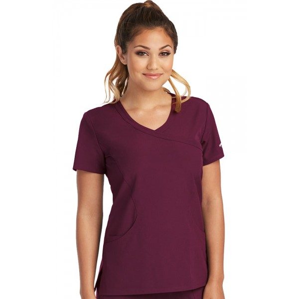 Skechers Women's Reliance Mock Wrap Solid Scrub Top - Scrubs Direct