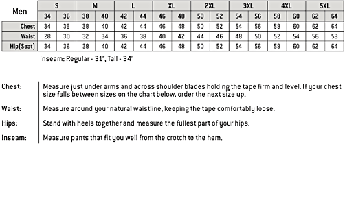 Carhartt Mens Sizing Chart