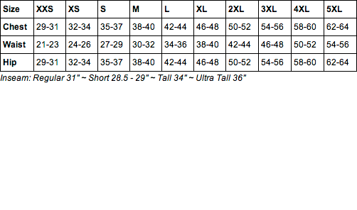 Cherokee Mens Sizing Chart