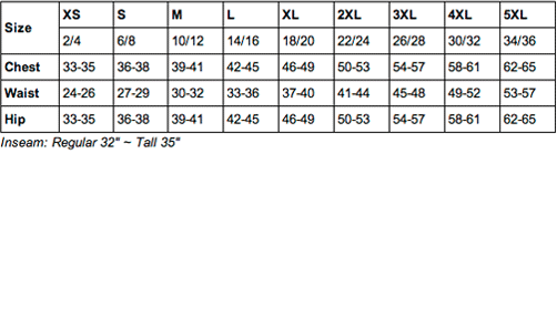 Dickies Mens Sizing Chart