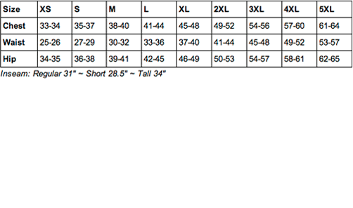 Dickies Unisex Sizing Chart