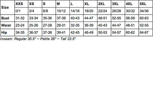 Dickies Womens Sizing Chart