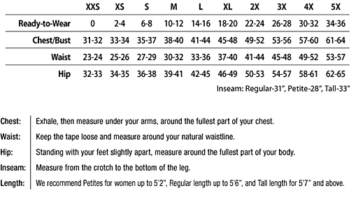 WonderWink Unisex Sizing Chart