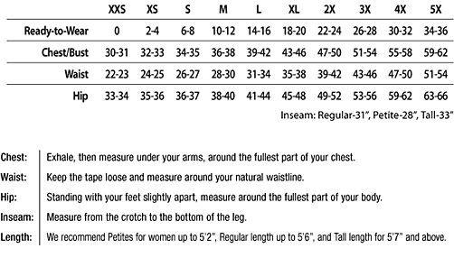 WonderWink Womens Sizing Chart