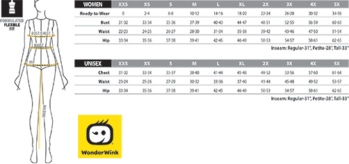 WonderWork Unisex Womens Sizing Chart