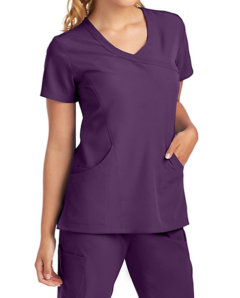 Skechers Women's Reliance Mock Wrap Solid Scrub Top - Scrubs Direct