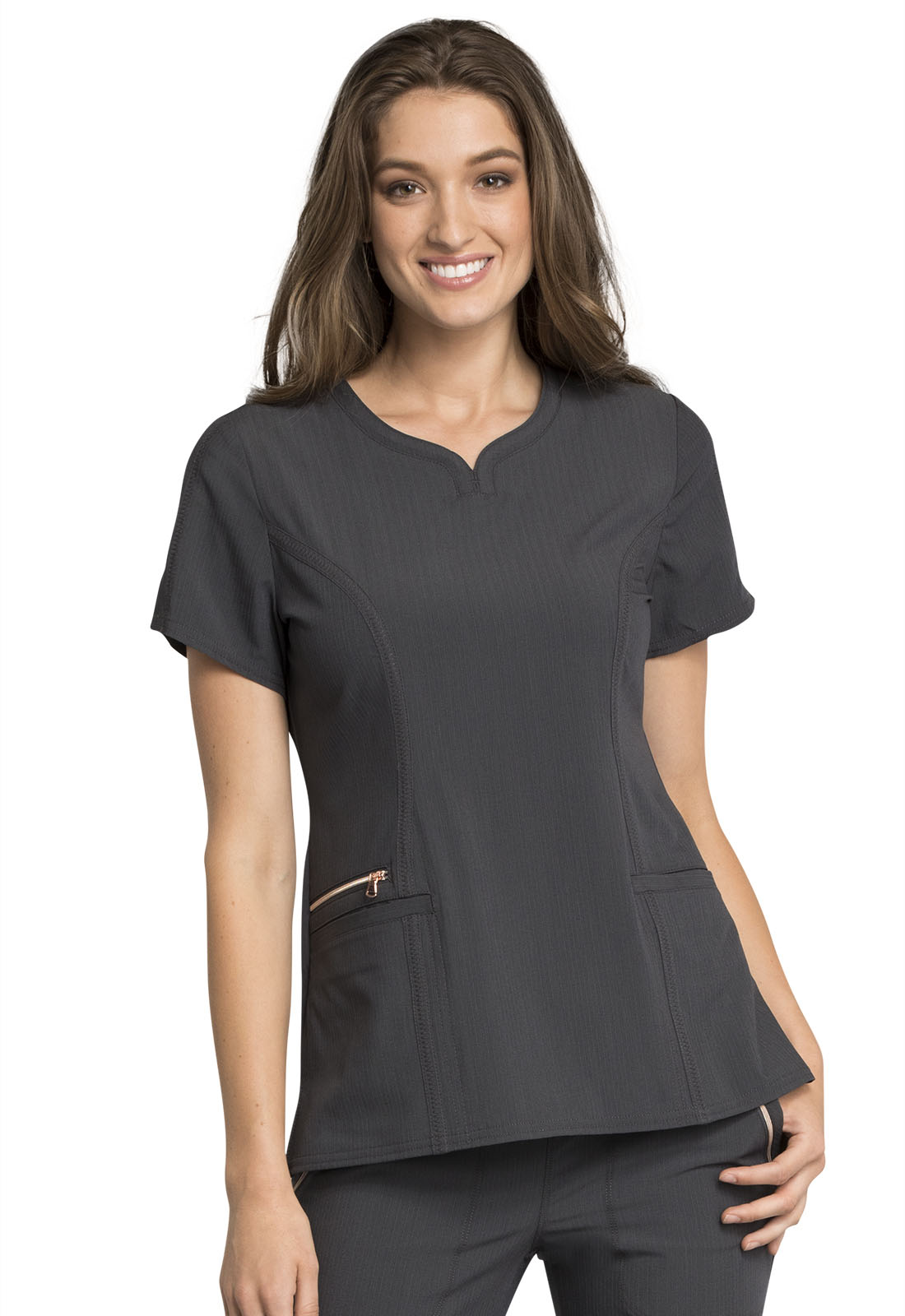 Statement by Cherokee Ribbed V-Neck Scrub Top - Scrubs Direct