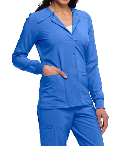 Visita lo Store di DickiesDickies Women's Eds Signature Scrubs Missy Fit Snap Front Warm-Up Jacket Galaxy Blue 