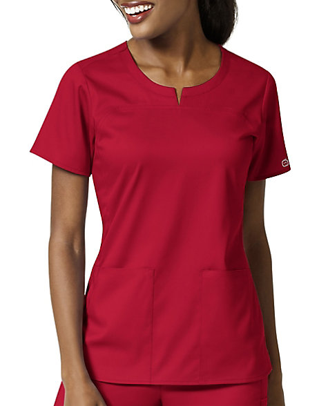 PRO Women's 4 Pocket Notch Neck Scrub Top - Black