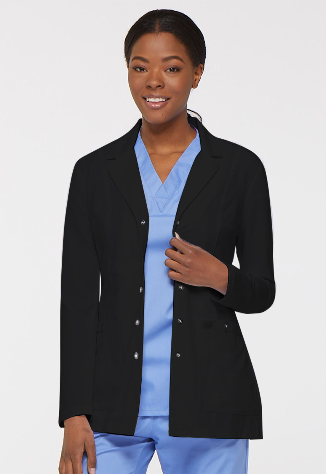 Black Visita lo Store di DickiesDickies Women's Xtreme Stretch 28 Inch Snap Front Lab Coat 
