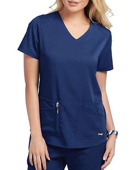 Grey’s Anatomy™ Women's Stretch 4 Pocket V-Neck Top - Scrubs Direct