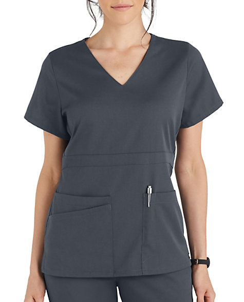 Grey’s Anatomy™ Women's Spandex Stretch Zip Scrub Top - Scrubs Direct