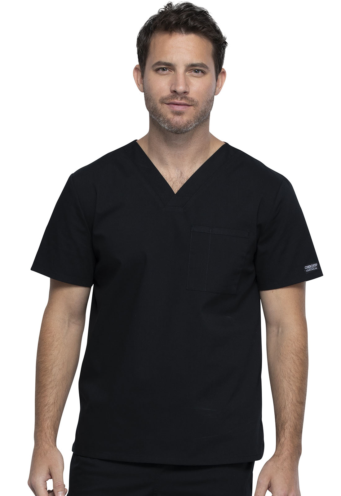 Professionals by Cherokee Unisex Chest Pocket V-Neck Top - Scrubs Direct