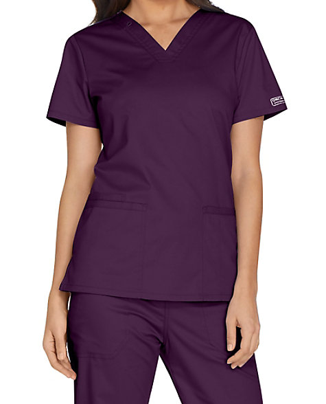 Cherokee Workwear Core Stretch Women’s V-Neck Top with Bungee Loop ...